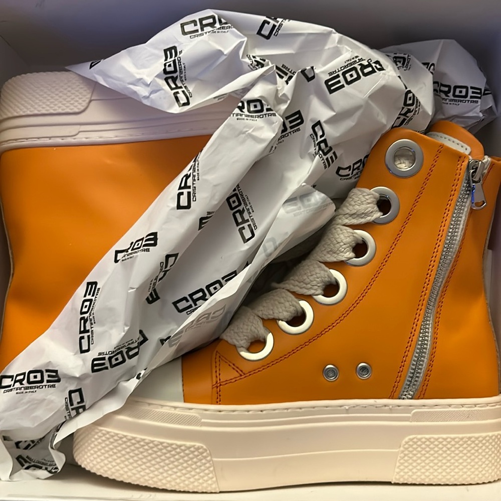 NWT CRISTIAN ZEROTRE PLATFORM CALIPSO ORANGE SNEAKERS